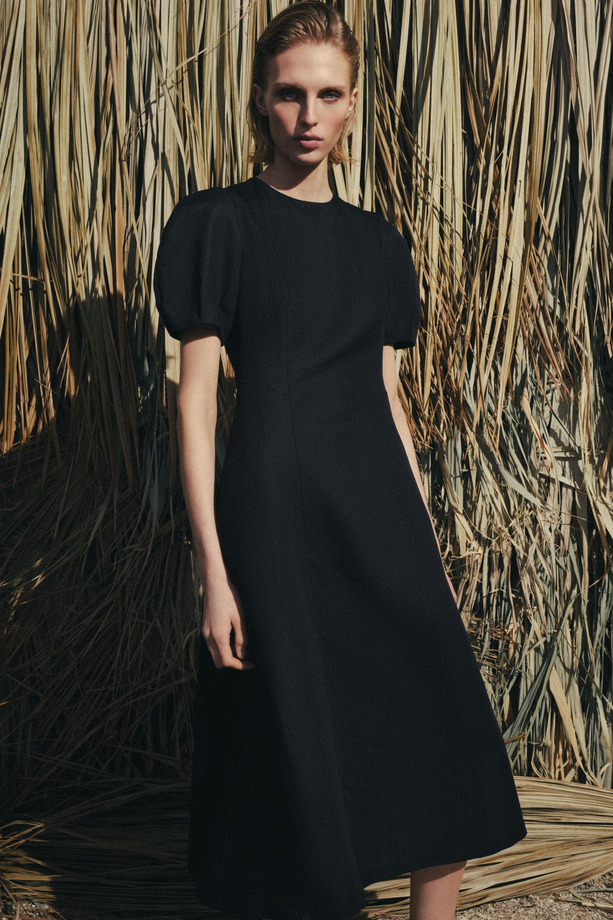 ZW COLLECTION LINEN BLEND MIDI DRESS